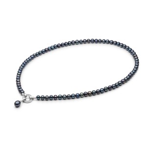 Colier cu perle naturale negre si pandantiv cu cristale 45 cm DiAmanti 252-31-G